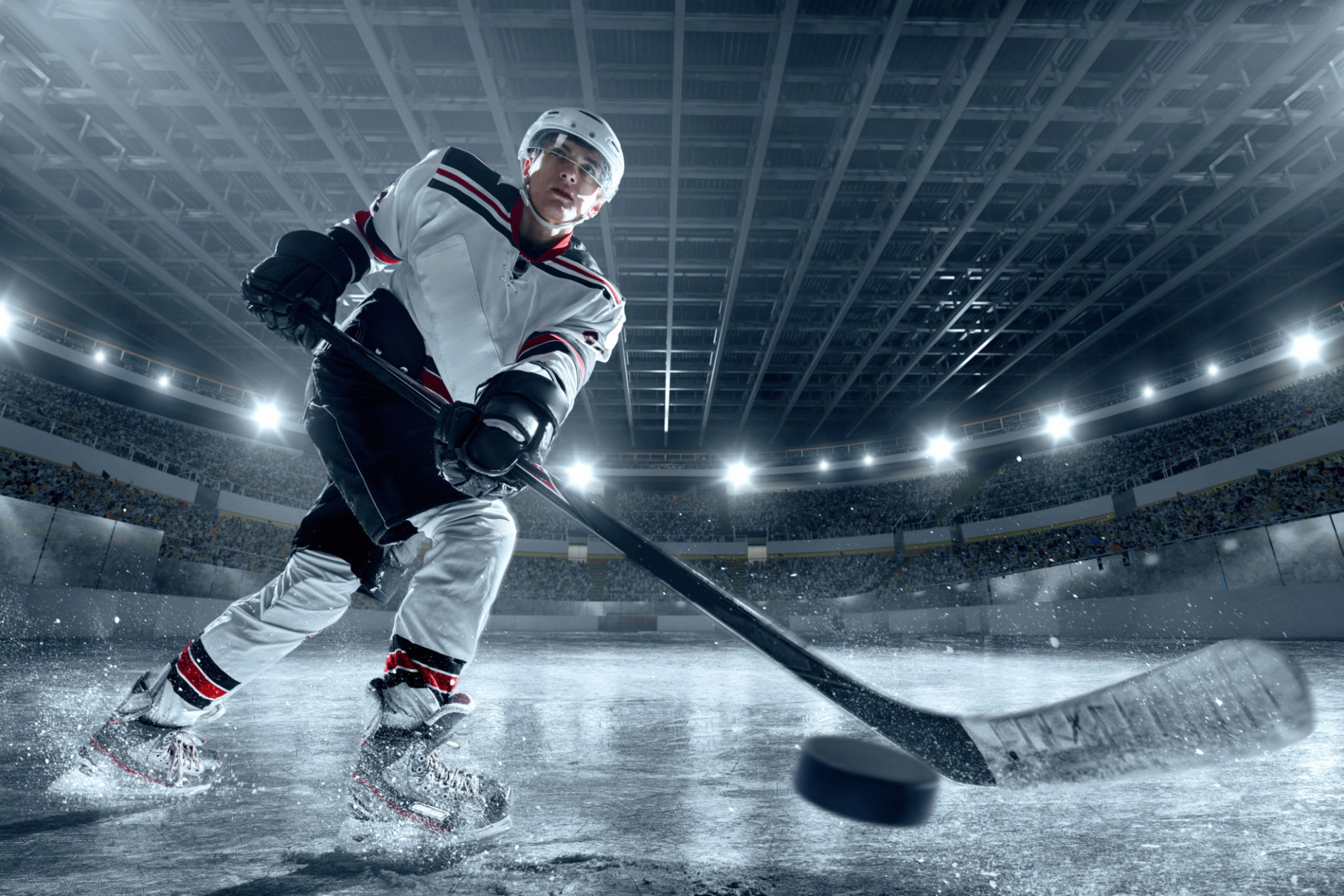 Hockey player in action on ice